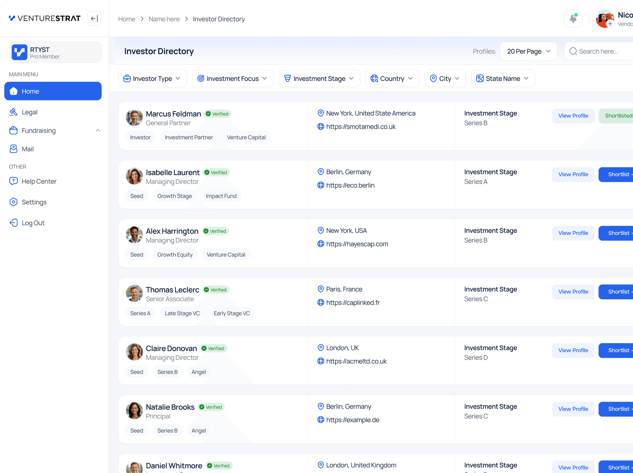 Investor Directory Preview